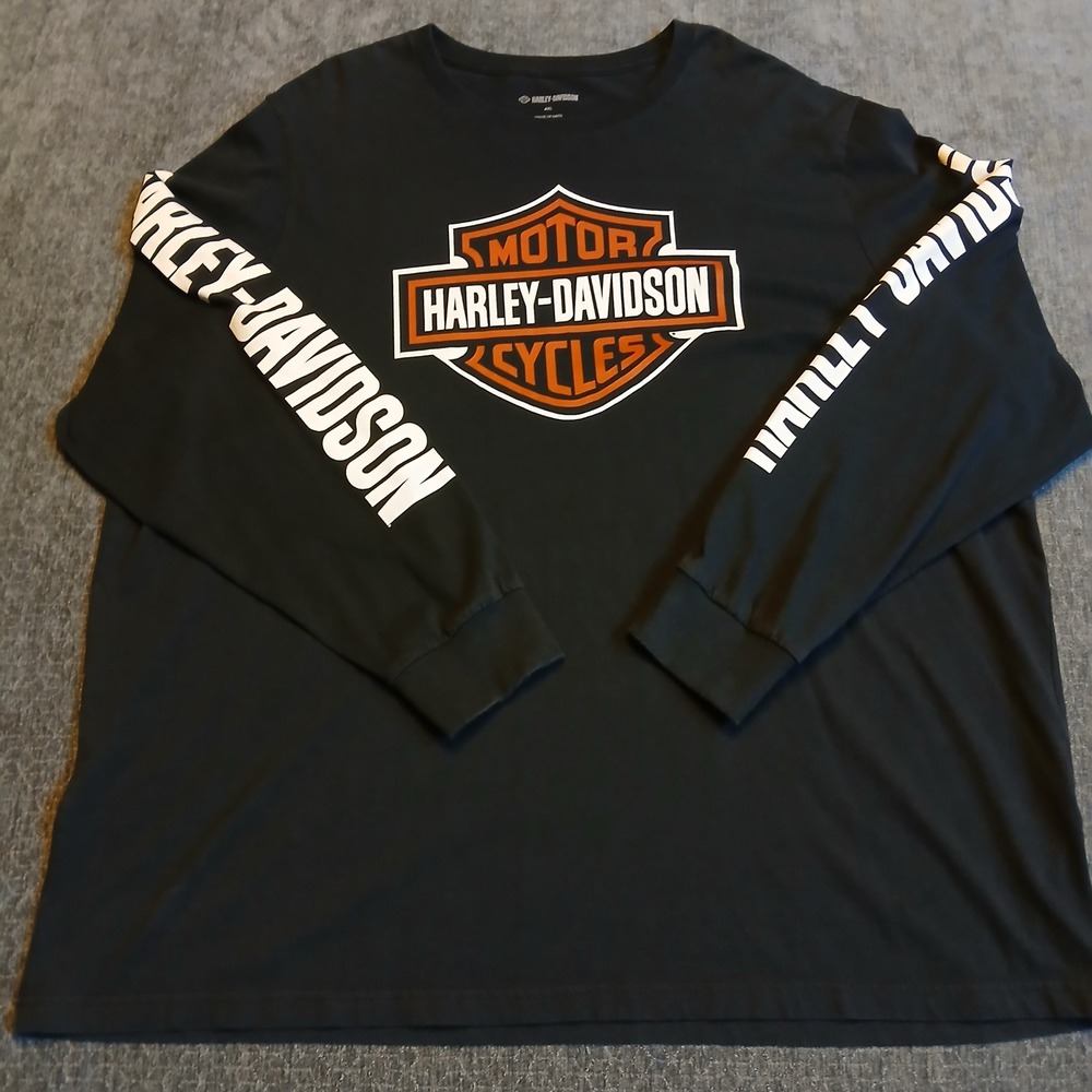 Harley-Davidson Mens Black Long Sleeve Graphic T-Shirt 4XL Bar & Shield Logo